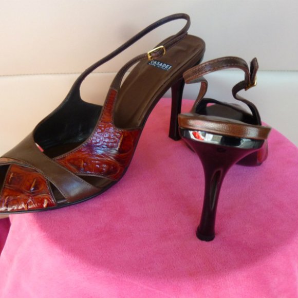 CASADEI ITALY LEATHER GENUINE CROCODILE SLINGBACKS - Picture 5 of 13
